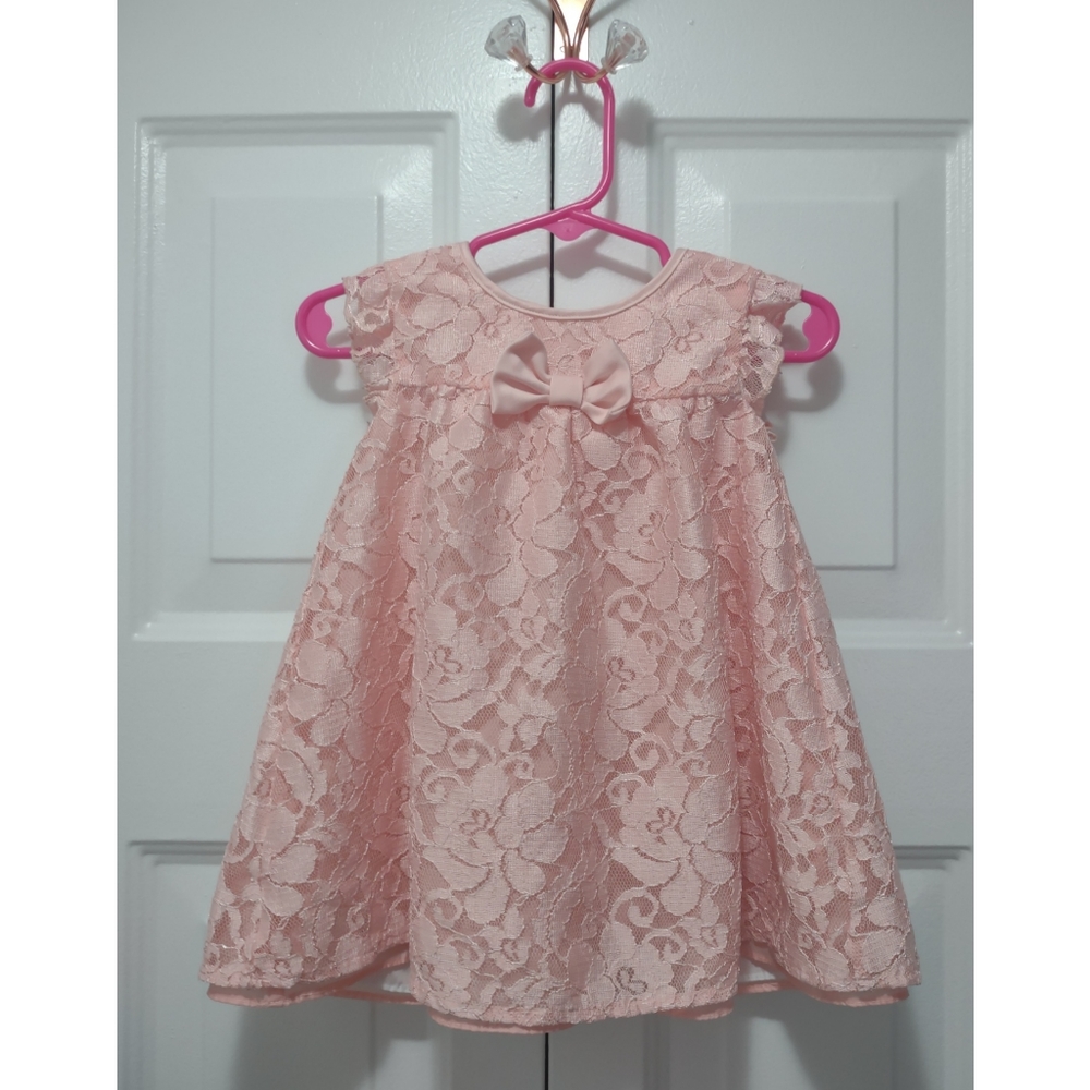 Wonder Nation Peach Lace Floral Dress pattern baby girl 12 months